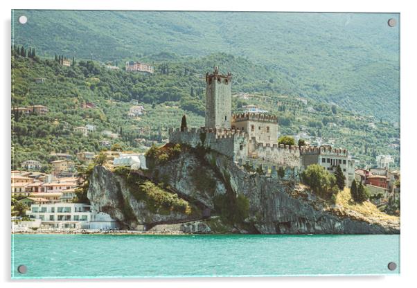 Majestic Scaliger Castle on Lake Garda Acrylic by Steve Purnell