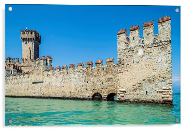 The Mighty Fortress of Sirmione Acrylic by Steve Purnell