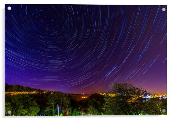Rhymney Valley Star Trails Acrylic by Steve Purnell