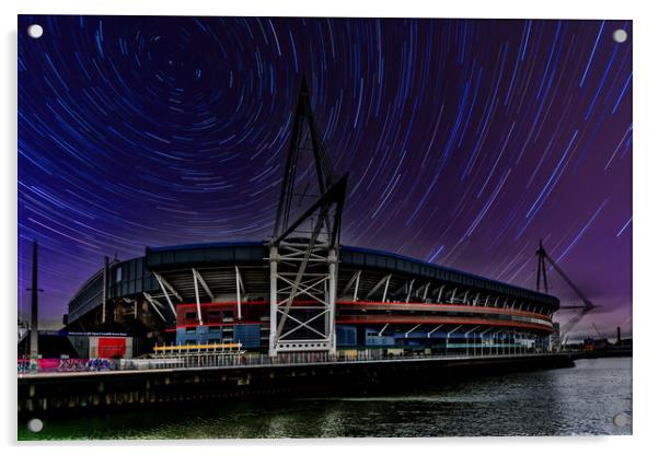 Stars Over The Principality Stadium Acrylic by Steve Purnell