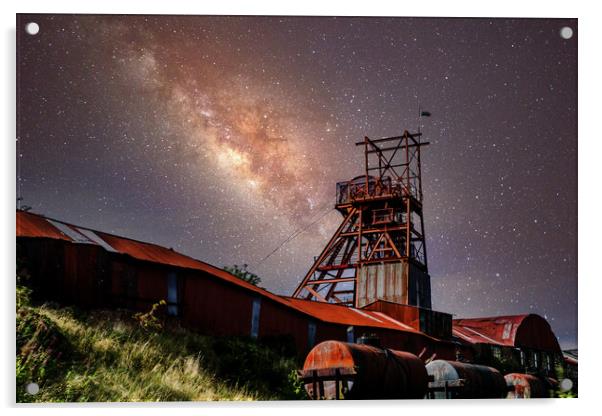 Big Pit And The Milky Way Acrylic by Steve Purnell