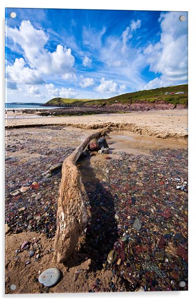 Manorbier Beach, Pembrokeshire 2 Acrylic by Steve Purnell