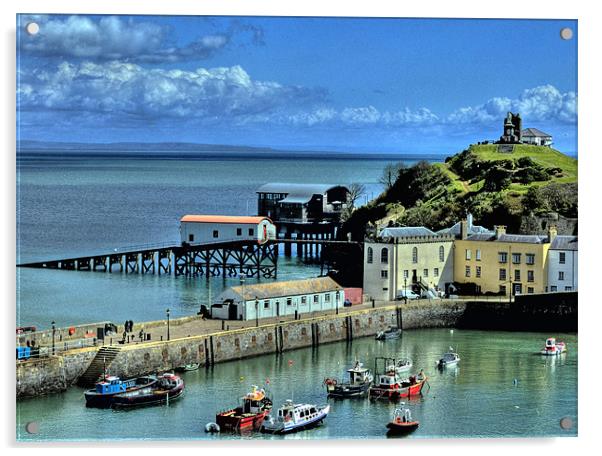 Tenby Harbour, Pembrokeshire Acrylic by Steve Purnell