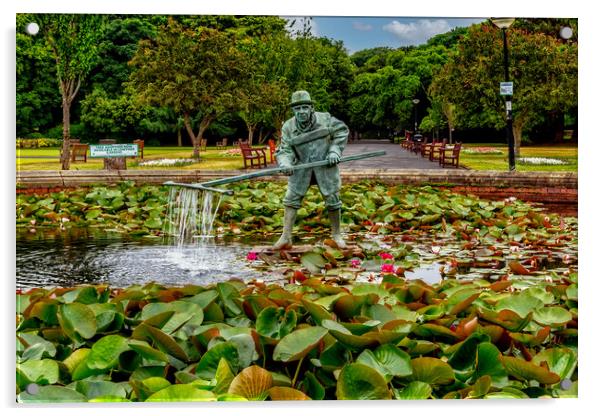 Shrimper Fountain in Lowther Gardens Acrylic by Roger Green