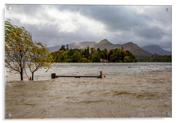 Wind and Rain at Derwentwater Acrylic by Roger Green