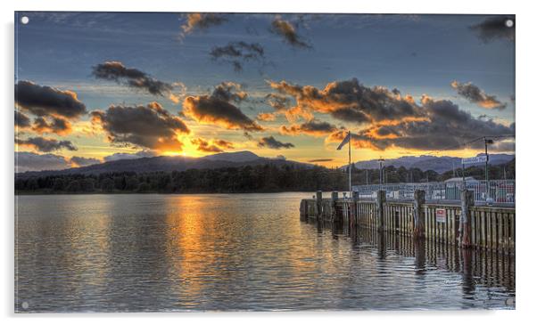 Ambleside Pier at Sunset Acrylic by Roger Green