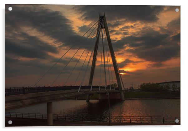 Marine Bridge at Sunset Acrylic by Roger Green