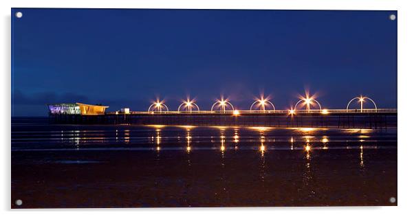 Southport Pier at Night Acrylic by Roger Green