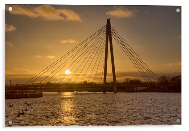 Marine Way Bridge Sunset Acrylic by Roger Green
