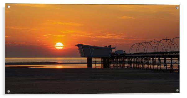 Southport Pier at Sunset Acrylic by Roger Green