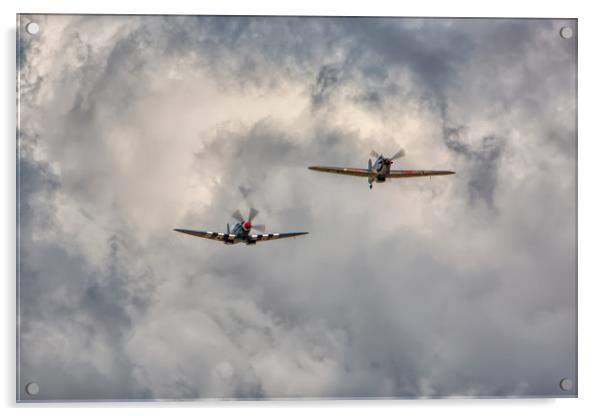 Spitfire and Hurricane Acrylic by Roger Green