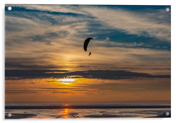 Paramotor Sunset Acrylic by Roger Green