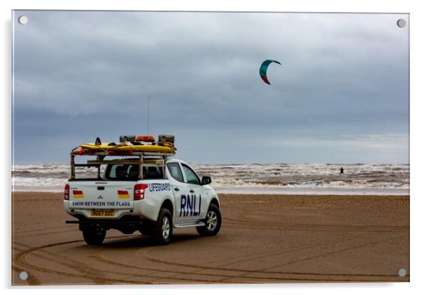 Kitesurfing Acrylic by Roger Green