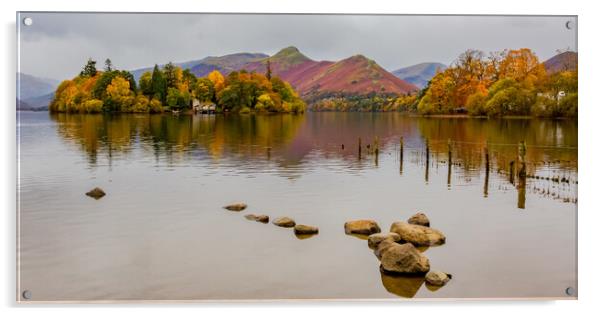 Derwentwater in the Autumn Acrylic by Roger Green