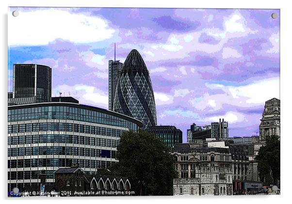 London Cityscape with Gherkin Acrylic by Kevin Carr