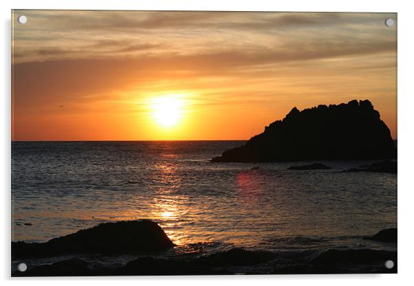 sunset on lleyn peninsula Acrylic by steve livingstone