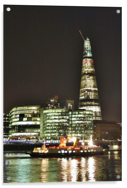 The Shard at Night. Acrylic by Becky Dix