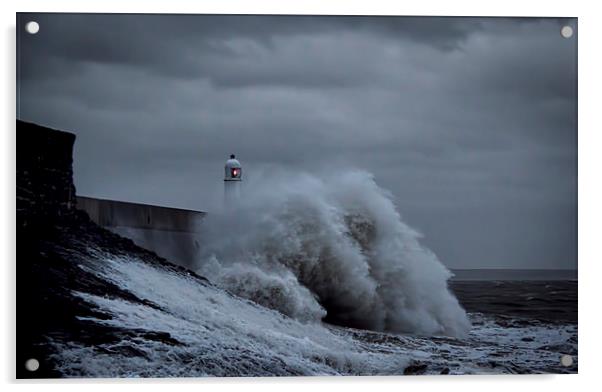  Mighty Waves in Porthcawl. Acrylic by Becky Dix