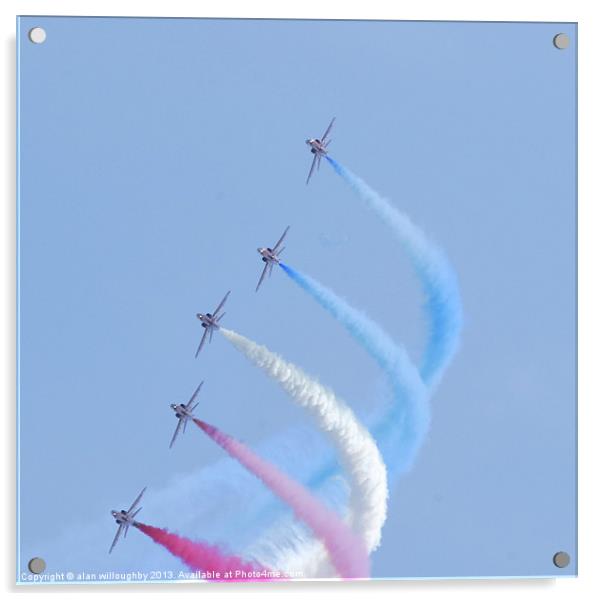 Red Arrows Banking Right Acrylic by alan willoughby