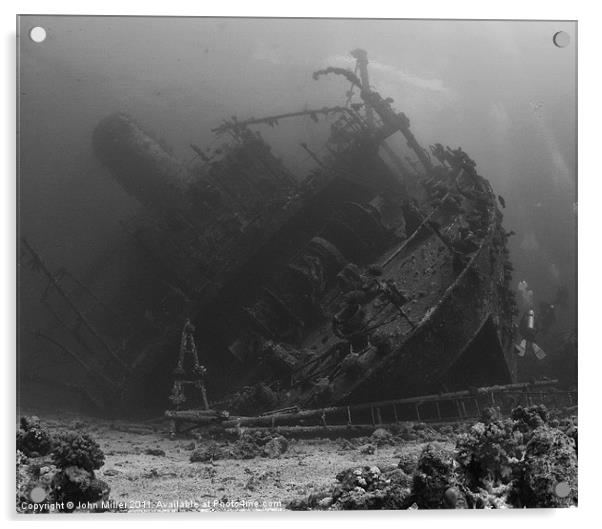Ghiannis.D Wreck & Divers,Egypt. Acrylic by John Miller