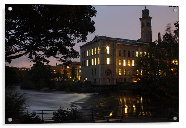 night .shot .salts. mill .saltaire. Acrylic by simon sugden