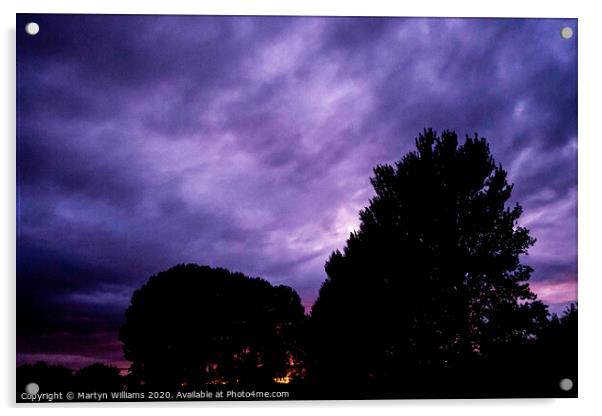 Trees Against A Dramatic Night Sky Acrylic by Martyn Williams
