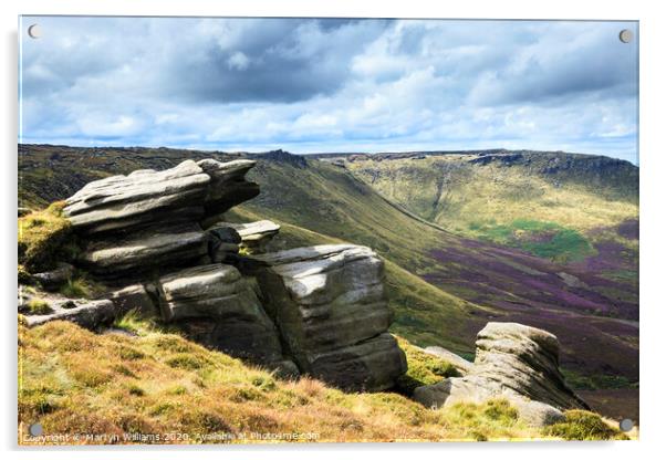 Gritstone Rocks, Seal Edge, Kinder Scout Acrylic by Martyn Williams