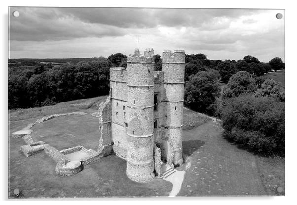 Donnington Castle (Black & White collection) Acrylic by jamie stevens Helicammedia