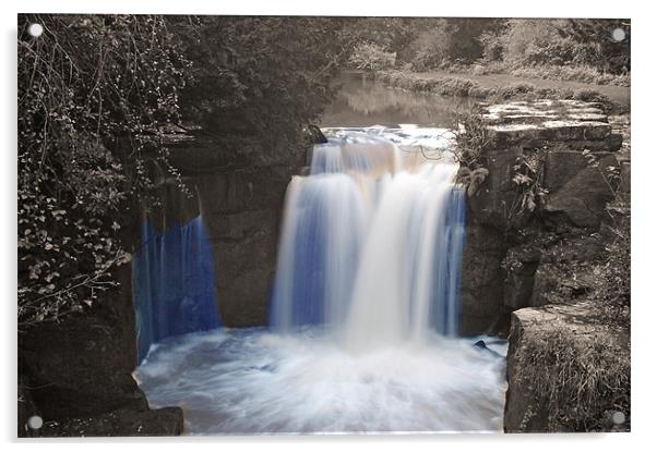 Jesmond Dene Waterfall Acrylic by Michael Oakes