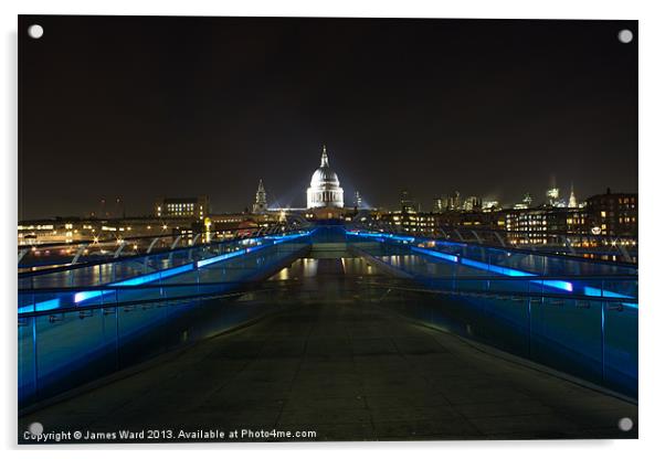 Londons Millennium Bridge and St Pauls Cathedral Acrylic by James Ward