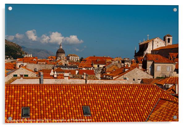 Red Roofs, Blue Skies Acrylic by Christine Johnson