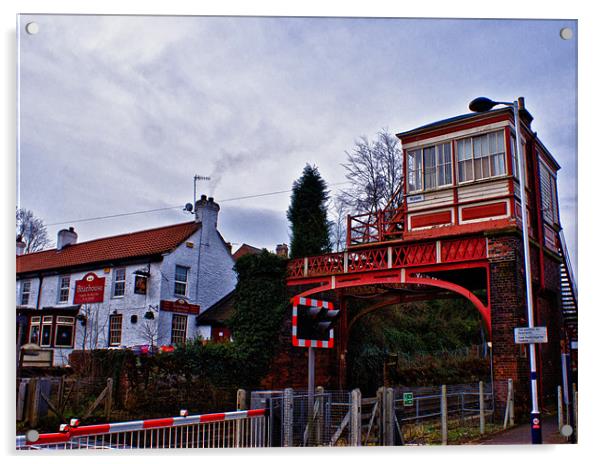 The Boathouse & Signal Box Acrylic by John Ellis
