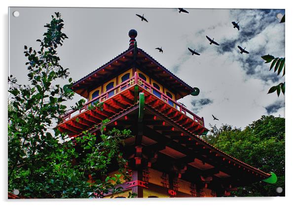 Oriental Tea House Acrylic by John Ellis