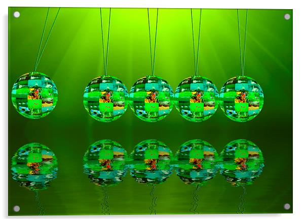 Rythems in Green Acrylic by John Ellis