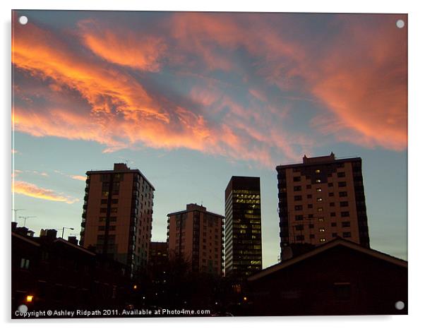 Dusk in Sheffield Acrylic by Ashley Ridpath