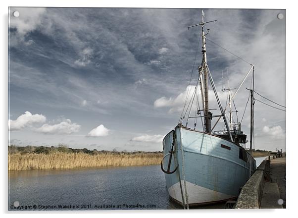 Snape Maltings Quayside Acrylic by Stephen Wakefield