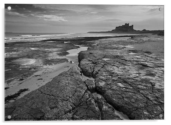 Bamburgh castle and coast No4 Acrylic by Stephen Wakefield