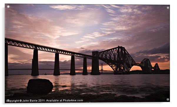 Forth Rail Bridge at Sunset Acrylic by John Barrie