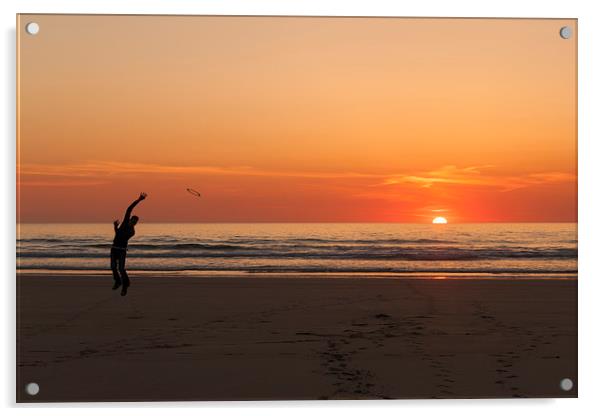  Sunset Frisbee Acrylic by Kieran Brimson