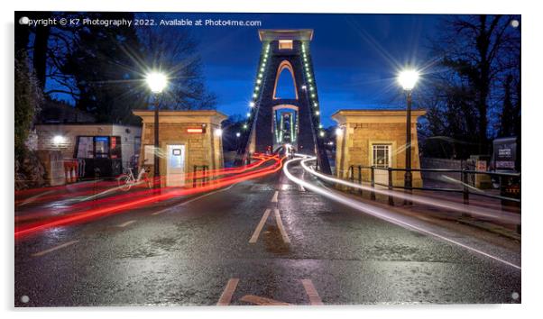 Rivers of Light on The Clifton Suspension Bridge,  Acrylic by K7 Photography