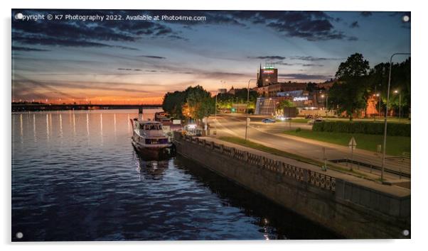 Enchanting Riga Nightscape Acrylic by K7 Photography