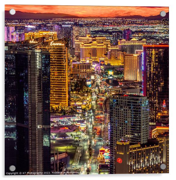Radiant Vegas Nightscape Acrylic by K7 Photography