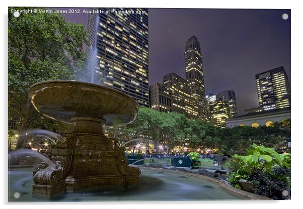 Bryant Park, NYC Acrylic by K7 Photography