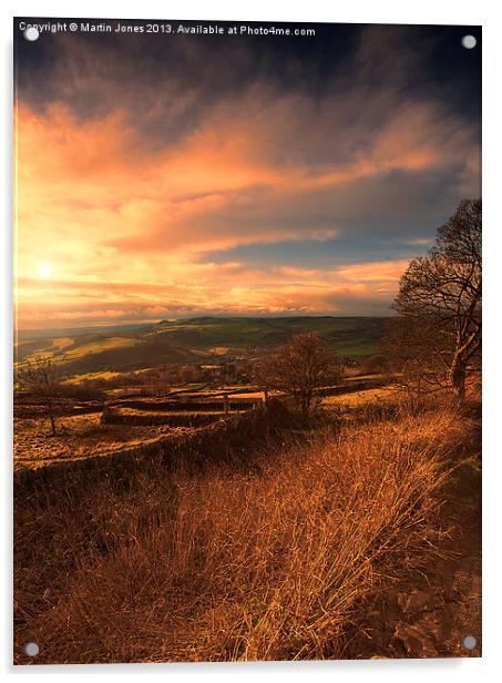 Curbar Edge Sunset Acrylic by K7 Photography