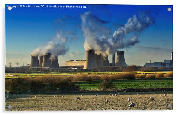  Over the Trent to West Burton Power Station Acrylic by K7 Photography