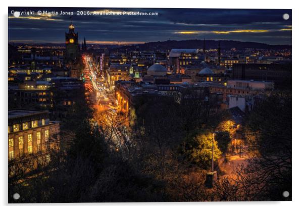 Edinburgh in the Gloaming. Acrylic by K7 Photography