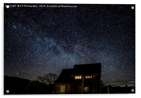 The Milky Way at Pier Cottage, Coniston. Acrylic by K7 Photography