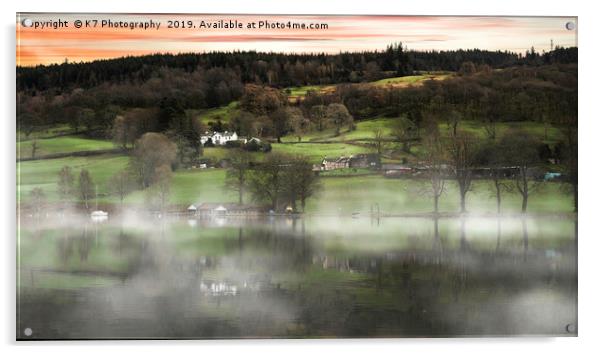 Mist Over Coniston Water Acrylic by K7 Photography