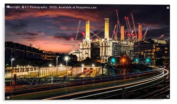 Light Trails At Grosvenor Road Depot, London  Acrylic by K7 Photography