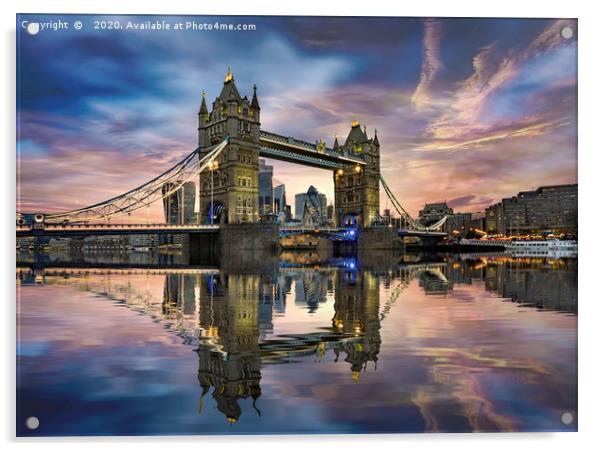 Tower Bridge Reflections Acrylic by K7 Photography